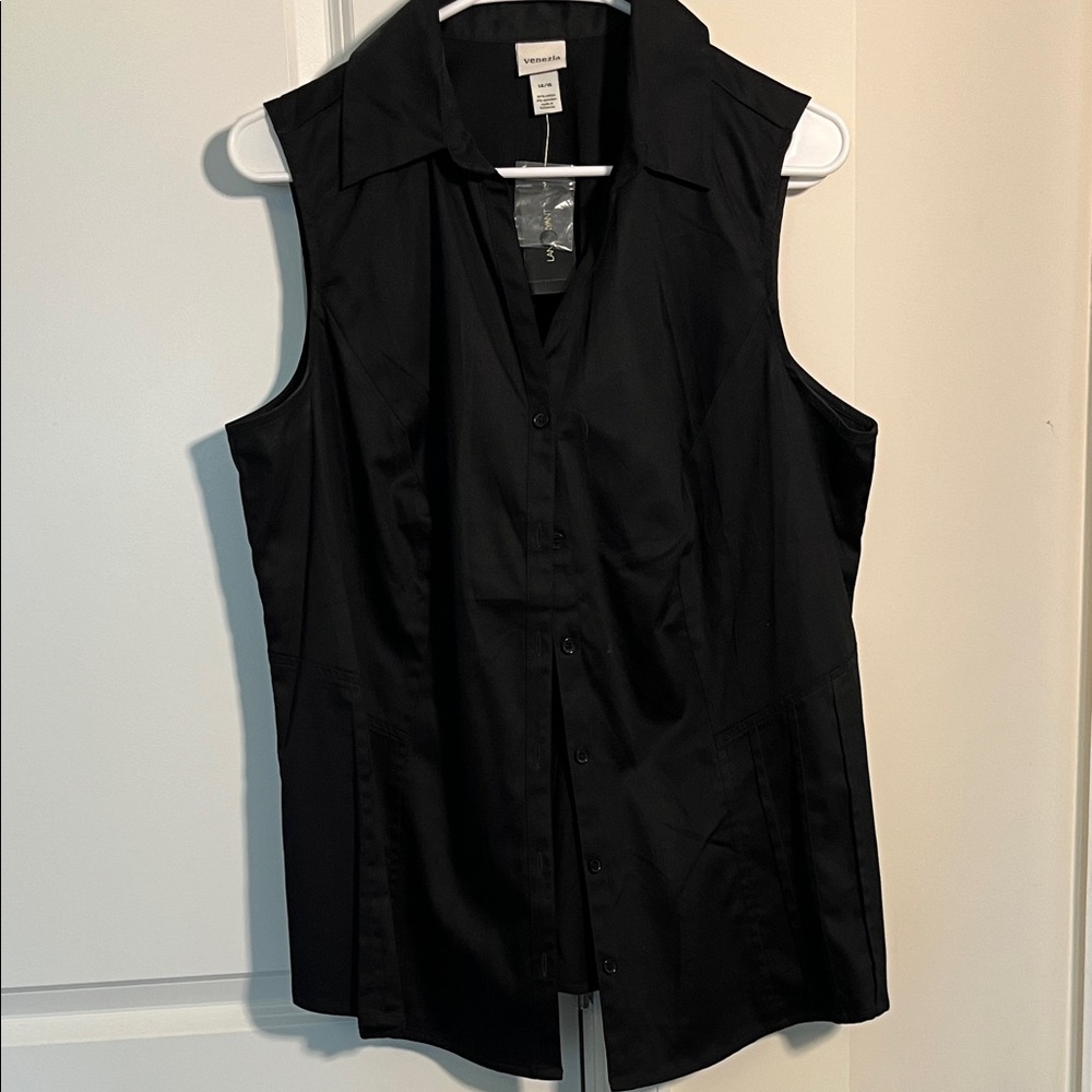 Venezia Black Sleeveless Blouse size 14/16